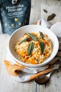 Pumpkin and Madhuka risotto recipe. Perfect for October and Halloween.